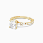 Cushion Celestia Side Stone in 14K Yellow Gold top angle