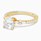 Cushion Celestia Side Stone in 14K Yellow Gold top angle