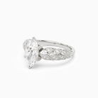 Marquise Laurel Nature Side Stone in 14K White Gold top angle