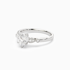 Heart Pear Scroll Side Stone in 14K White Gold top angle