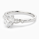 Heart Pear Scroll Side Stone in 18K White Gold top angle