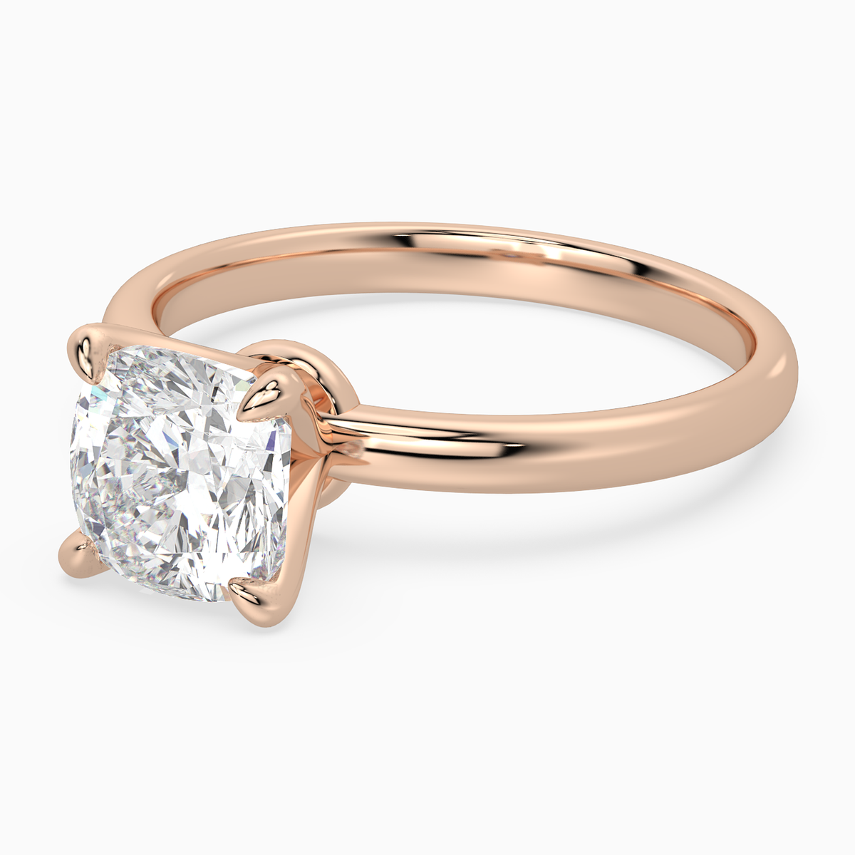 Cushion Petite Classic Solitaire in 14K Rose Gold top angle