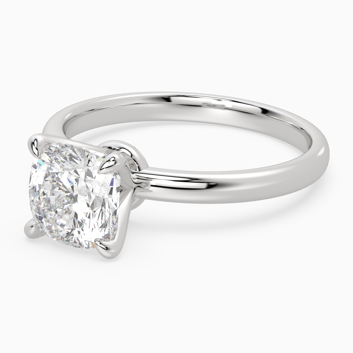 Cushion Petite Classic Solitaire in 14K White Gold top angle