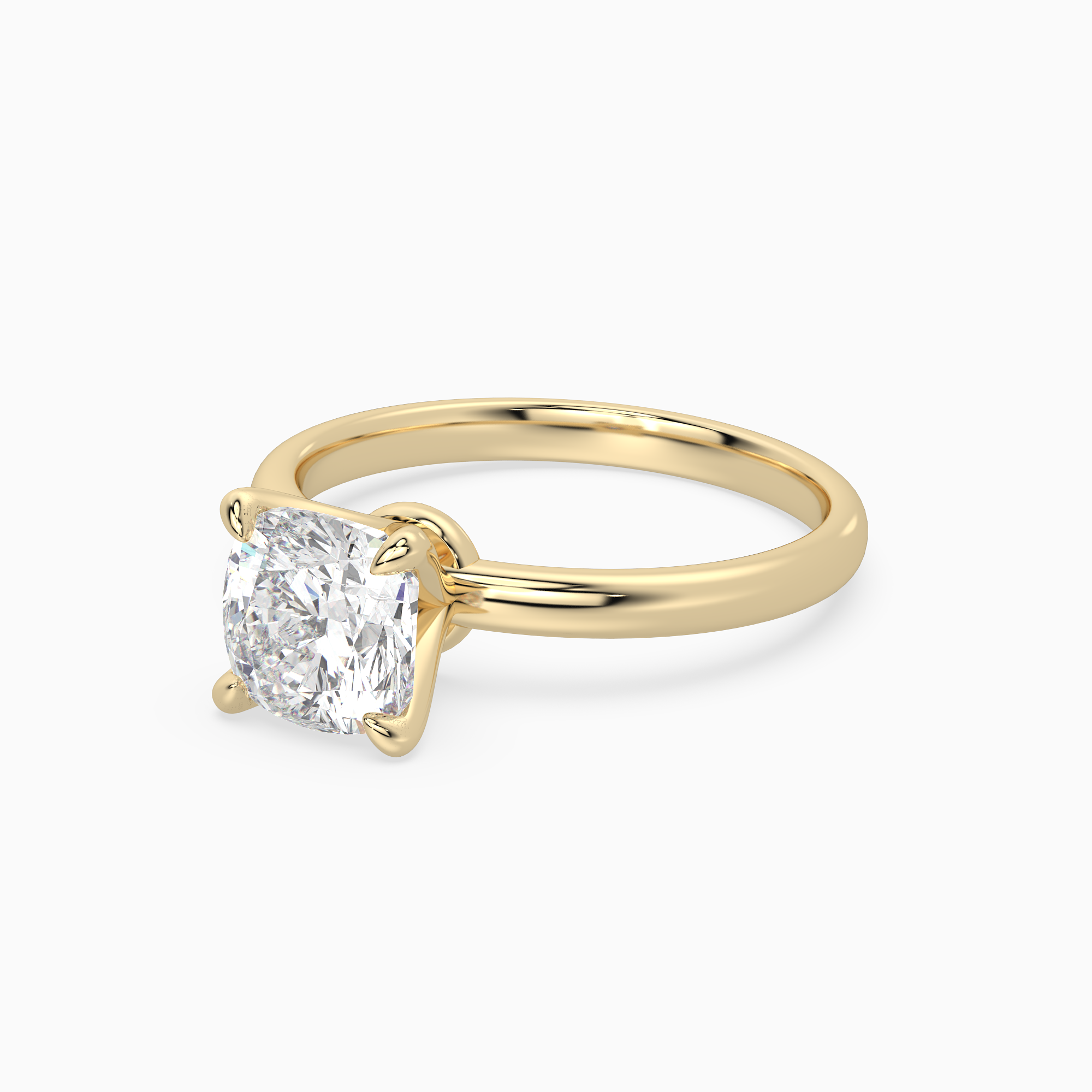 Cushion Petite Classic Solitaire in 14K Yellow Gold top angle