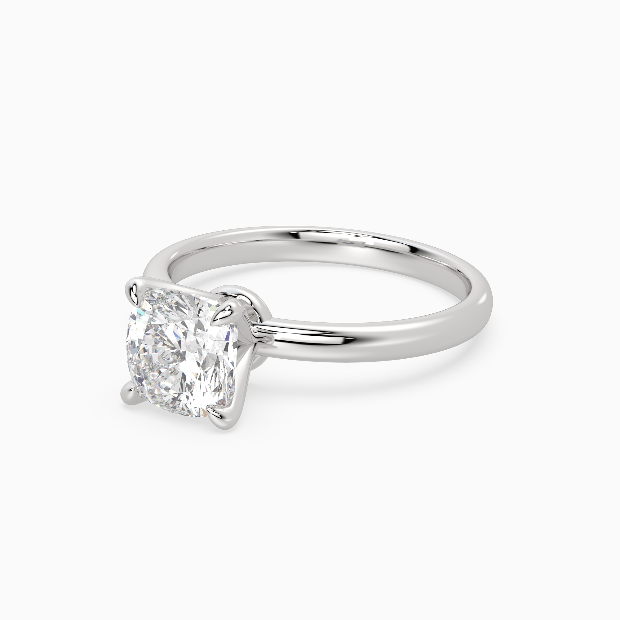 Cushion Petite Classic Solitaire in Platinum top angle