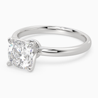 Cushion Petite Classic Solitaire in Platinum top angle