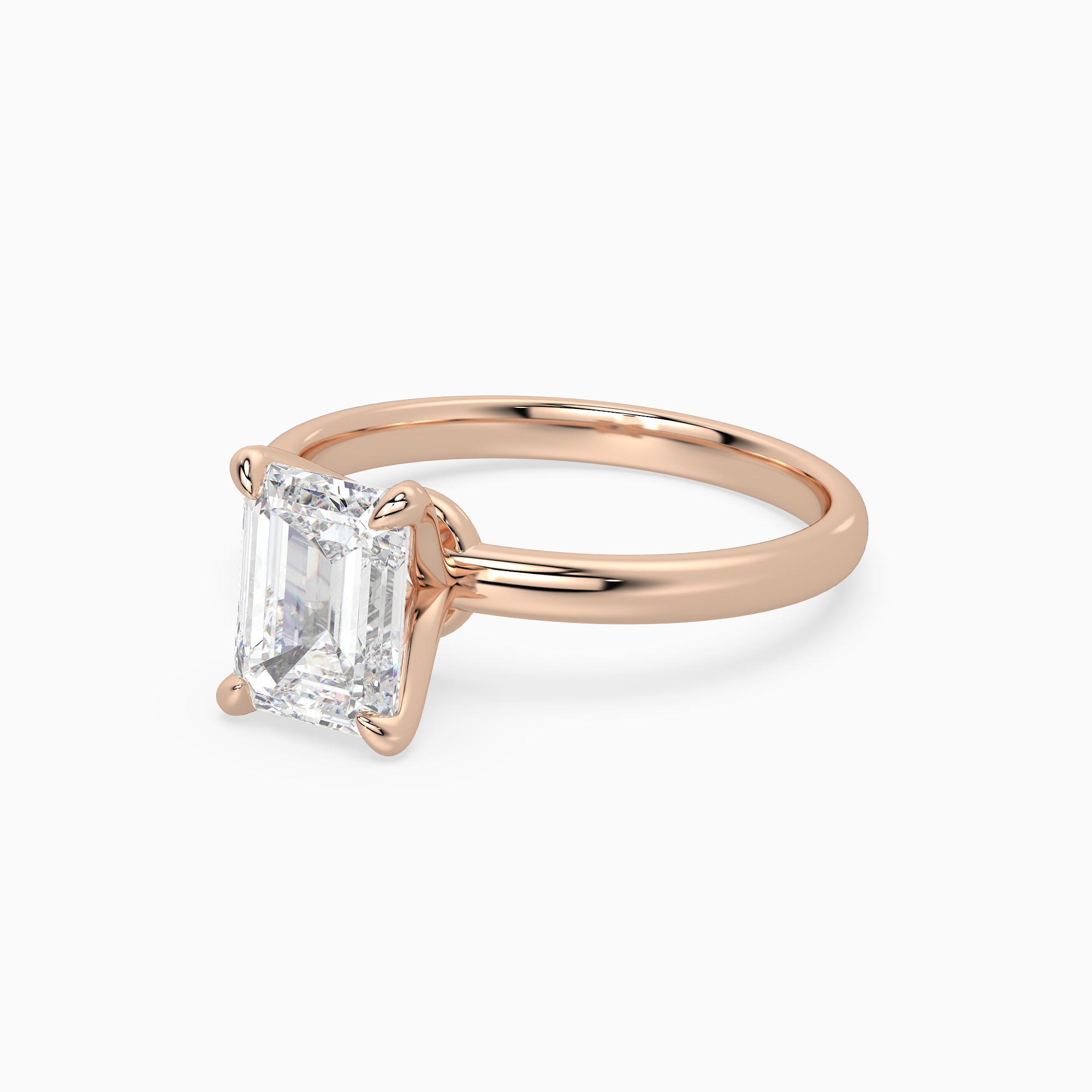 Emerald Petite Classic Solitaire in 14K Rose Gold top angle