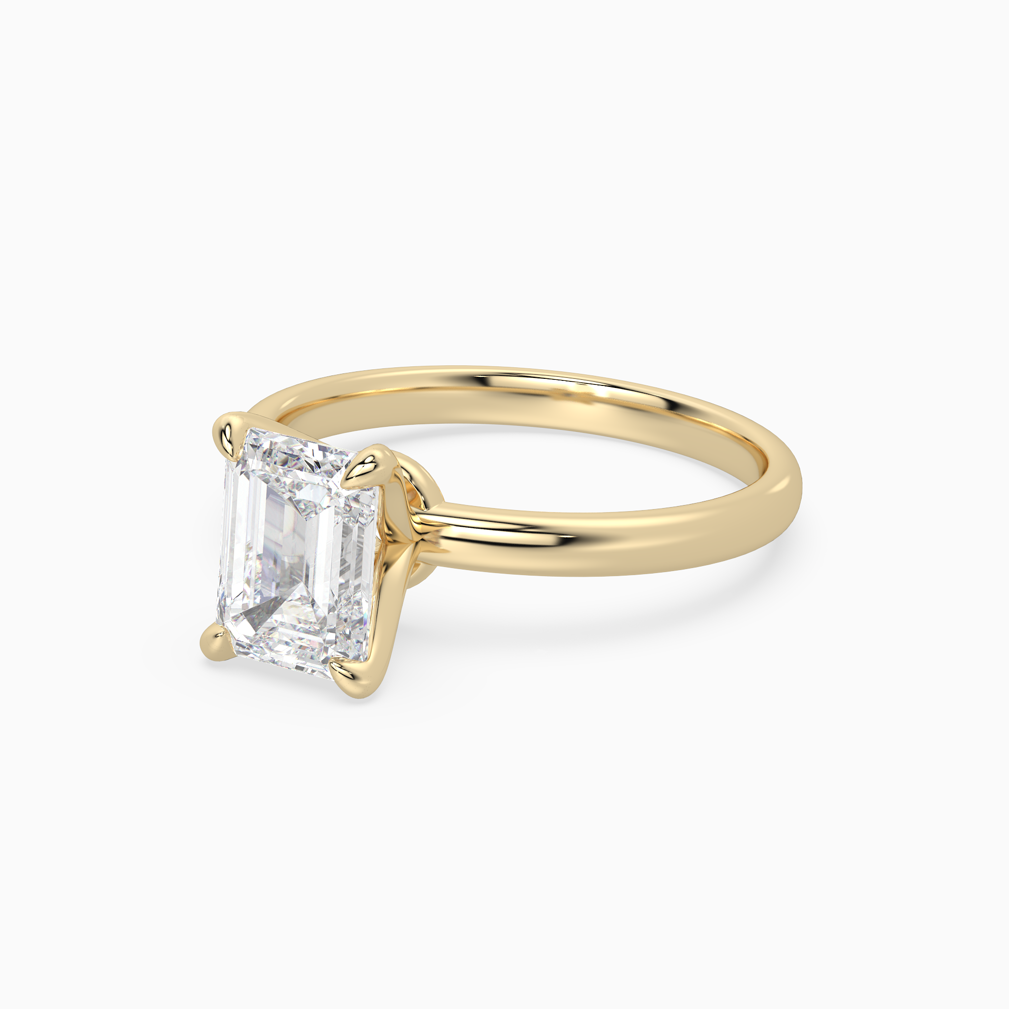 Emerald Petite Classic Solitaire in 18K Yellow Gold top angle