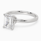 Emerald Petite Classic Solitaire in Platinum top angle