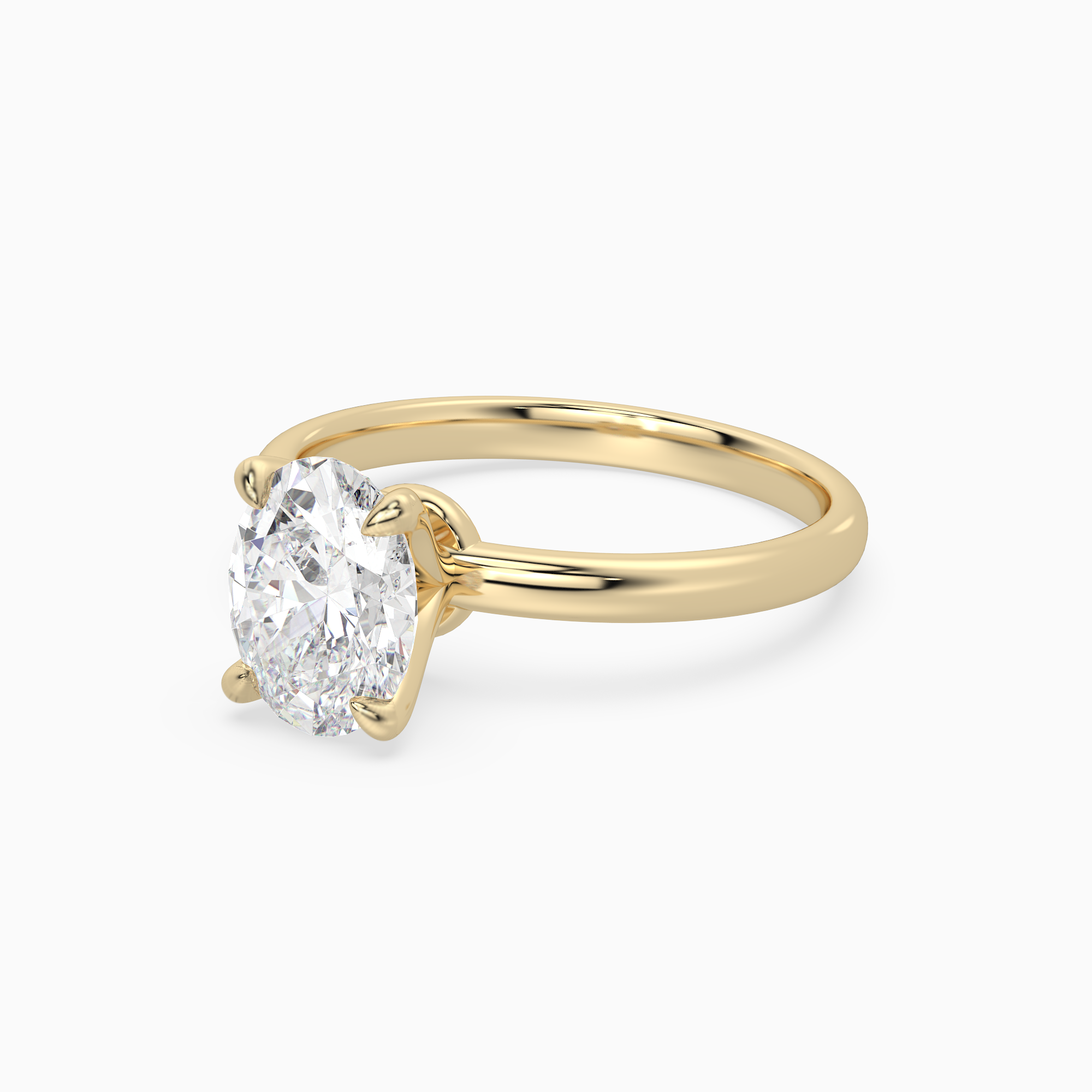 Oval Petite Classic Solitaire in 14K Yellow Gold top angle