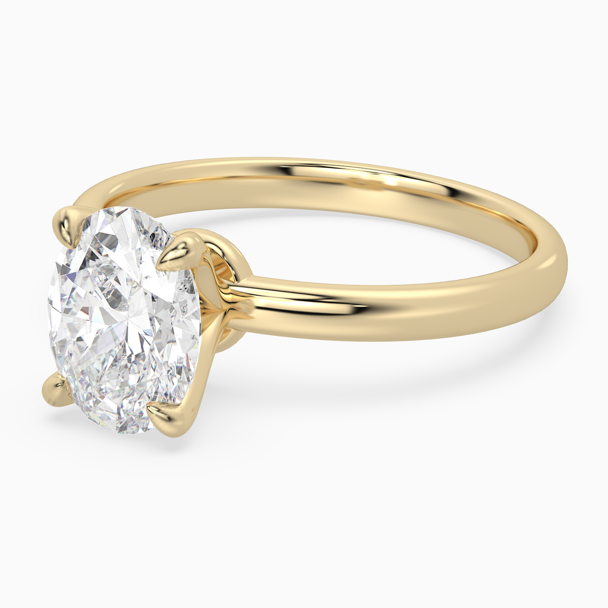 Oval Petite Classic Solitaire in 14K Yellow Gold top angle