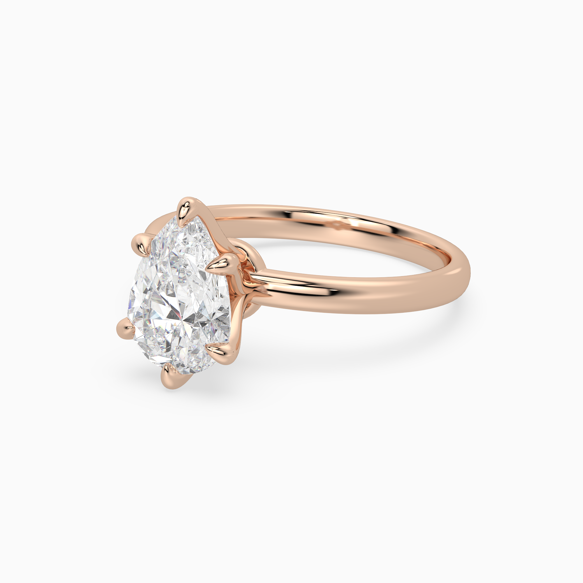 Pear Petite Classic Solitaire in 14K Rose Gold top angle