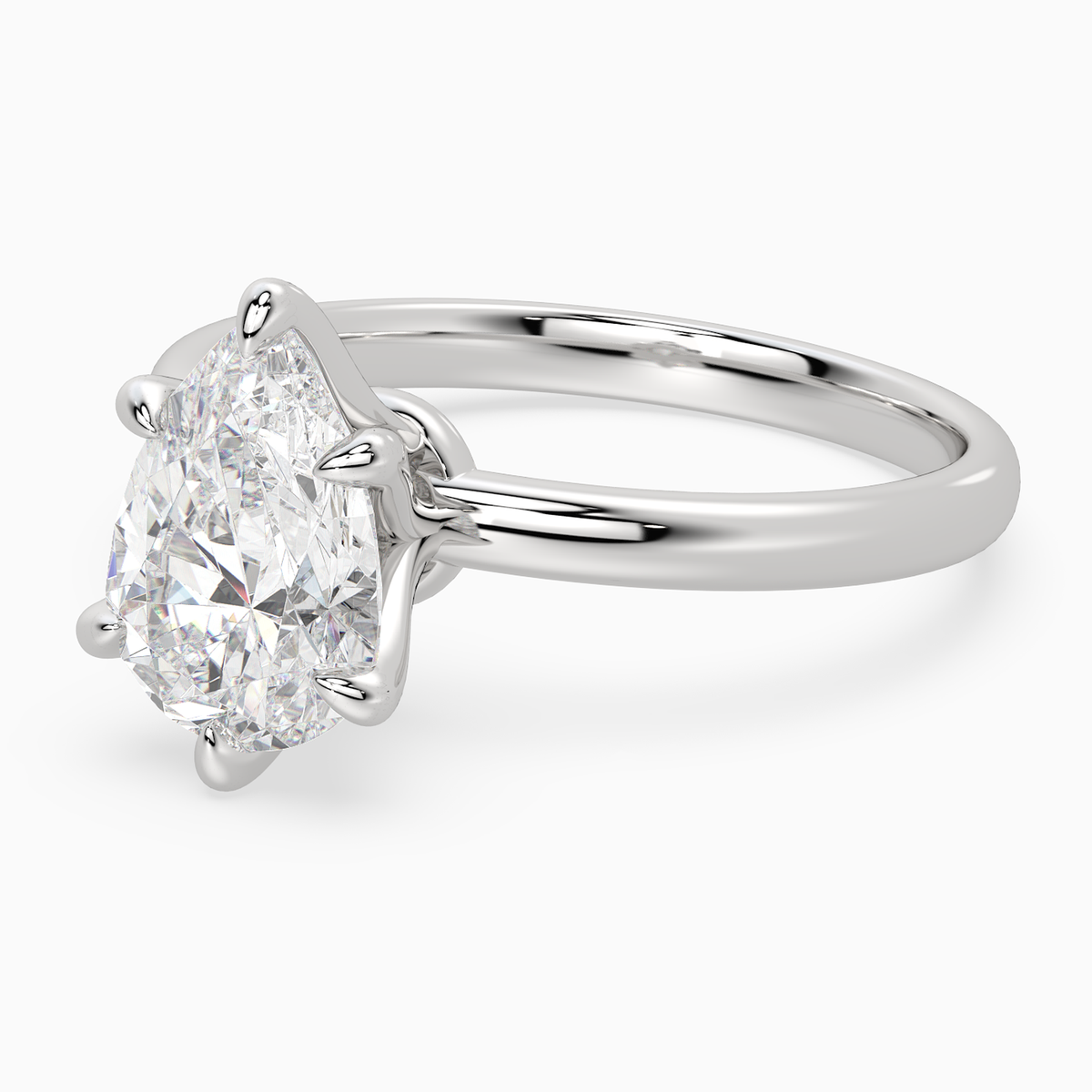 Pear Petite Classic Solitaire in 14K White Gold top angle