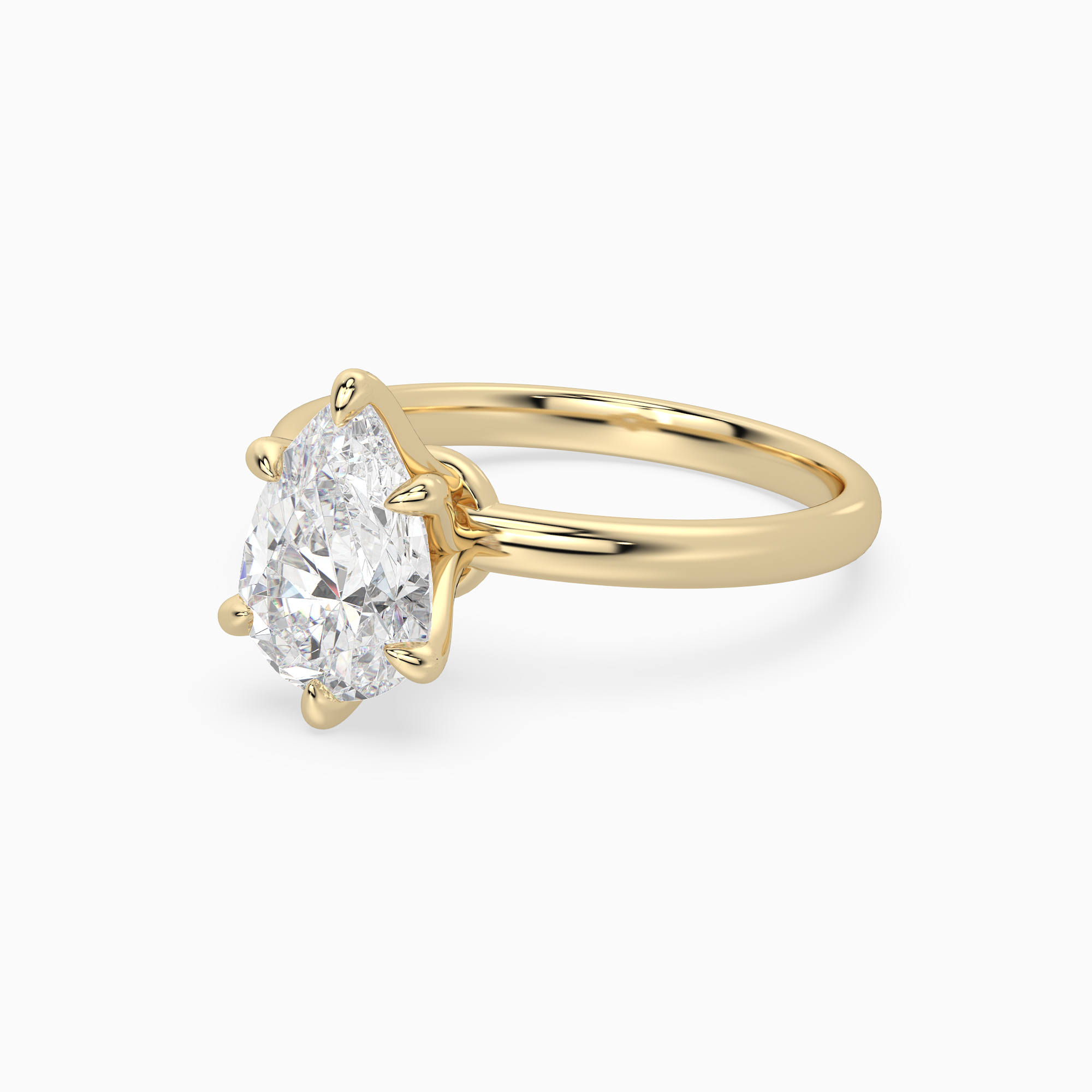 Pear Petite Classic Solitaire in 14K Yellow Gold top angle