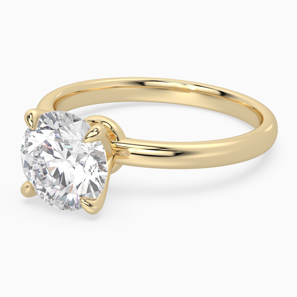 Round Petite Classic Solitaire in 14K Yellow Gold top angle