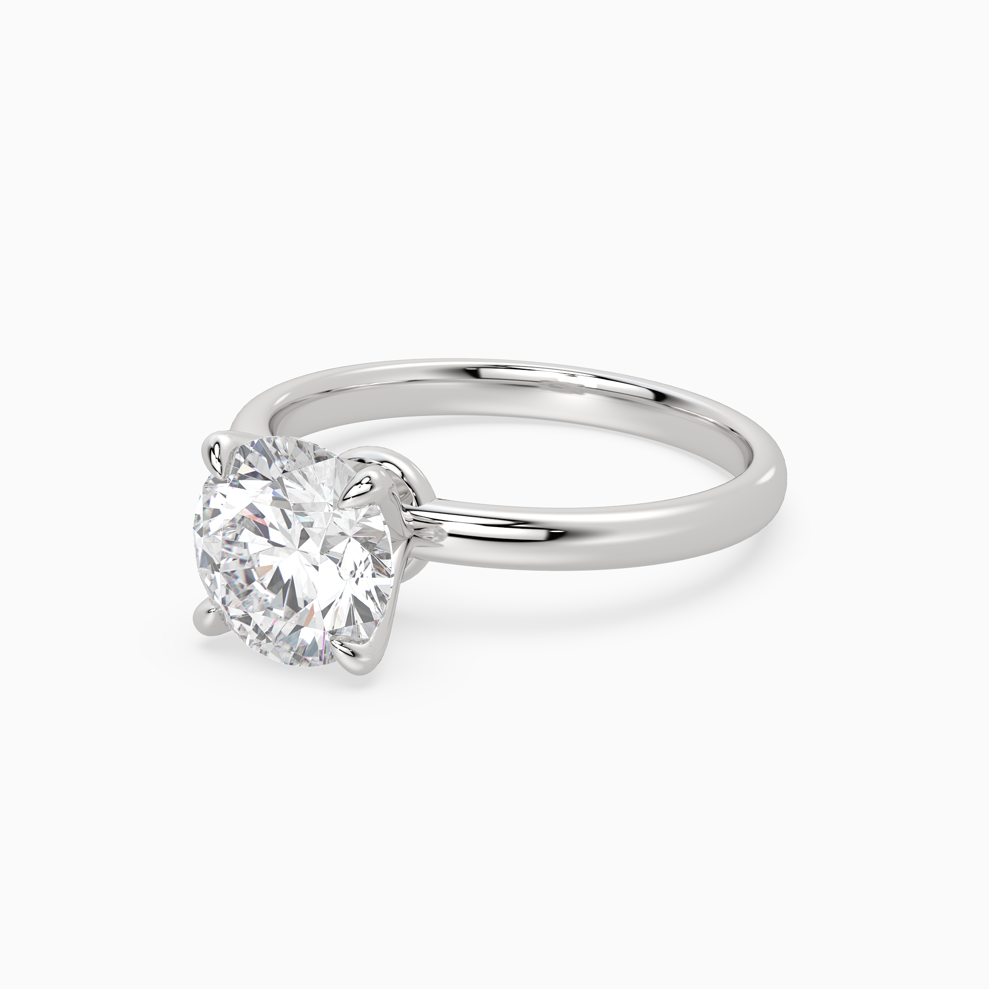 Round Petite Classic Solitaire in 18K White Gold top angle