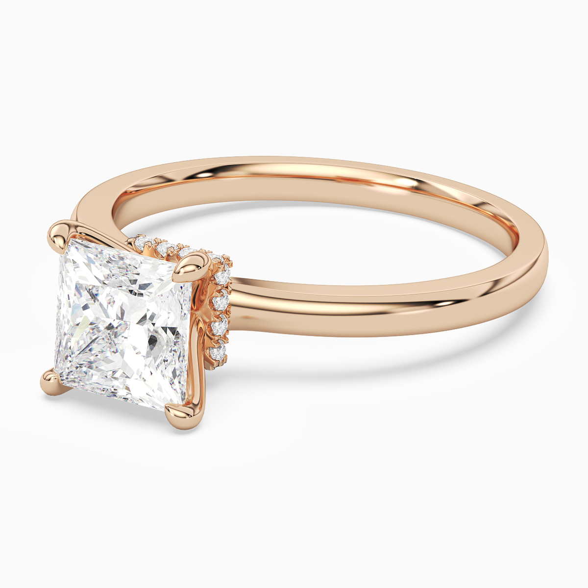 Princess Hidden Halo Crown Clean in 14K Rose Gold top angle