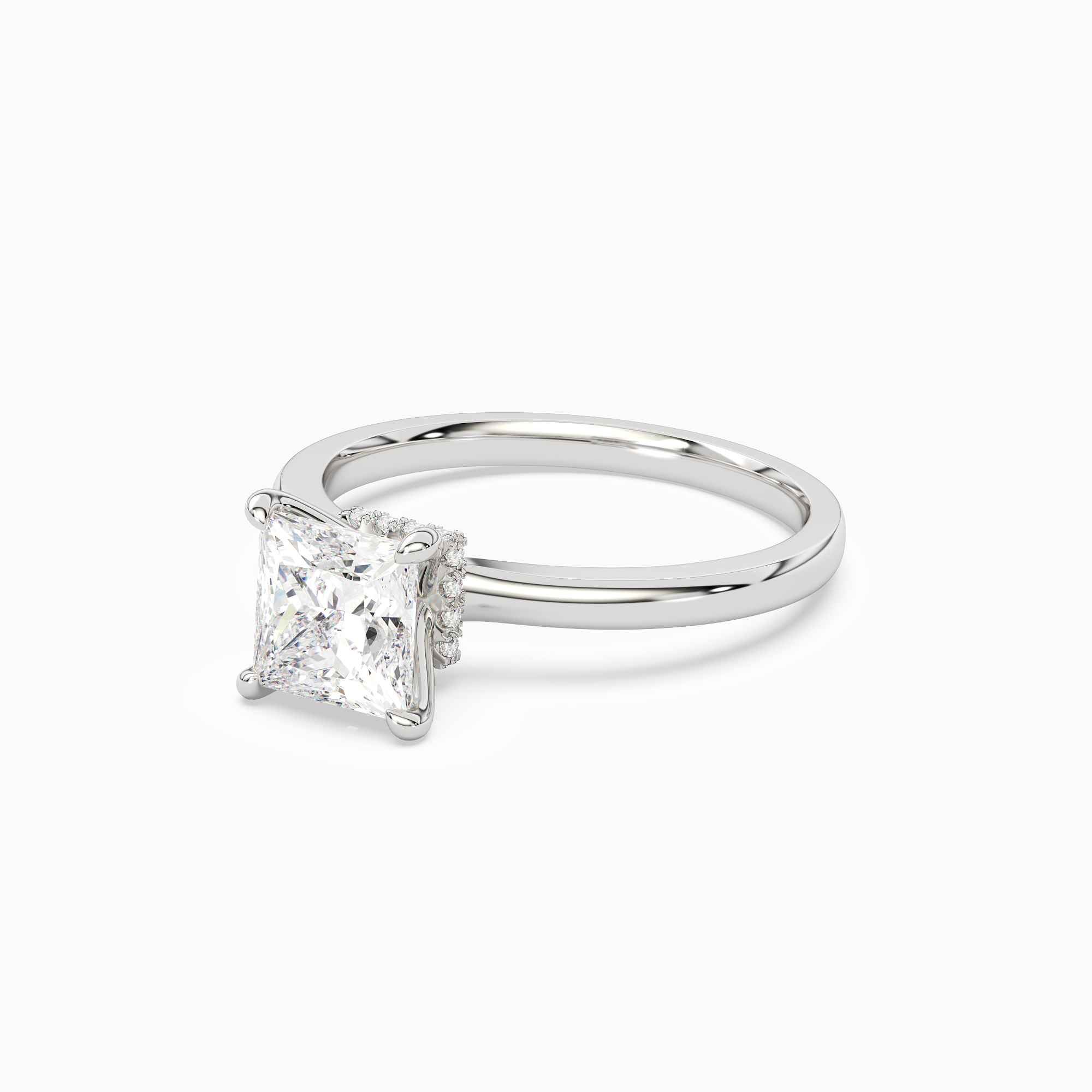 Princess Hidden Halo Crown Clean in 18K White Gold top angle