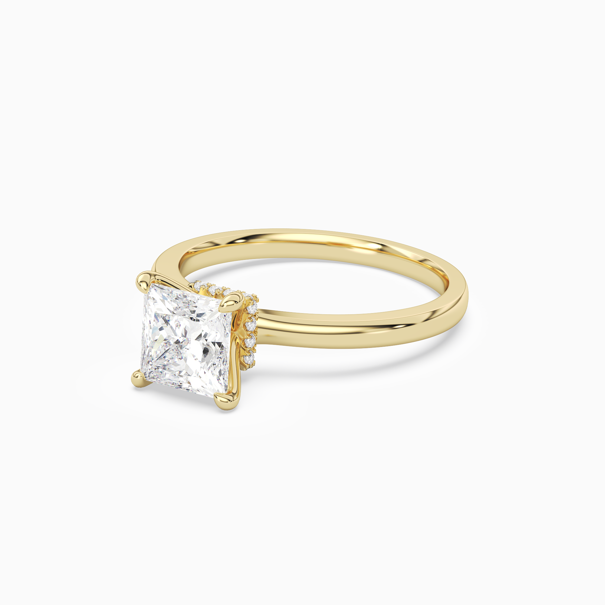 Princess Hidden Halo Crown Clean in 18K Yellow Gold top angle
