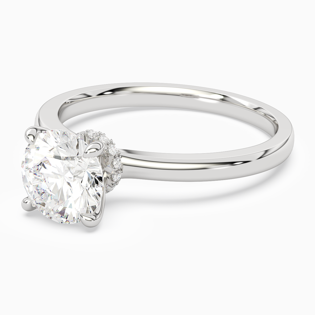 Round Hidden Halo Crown Clean in Platinum top angle