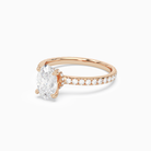 Oval Hidden Halo Crown Pavé in 14K Rose Gold top angle