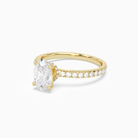 Oval Hidden Halo Crown Pavé in 18K Yellow Gold top angle