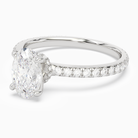 Oval Hidden Halo Crown Pavé in Platinum top angle
