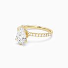 Pear Hidden Halo Crown Pavé in 18K Yellow Gold top angle
