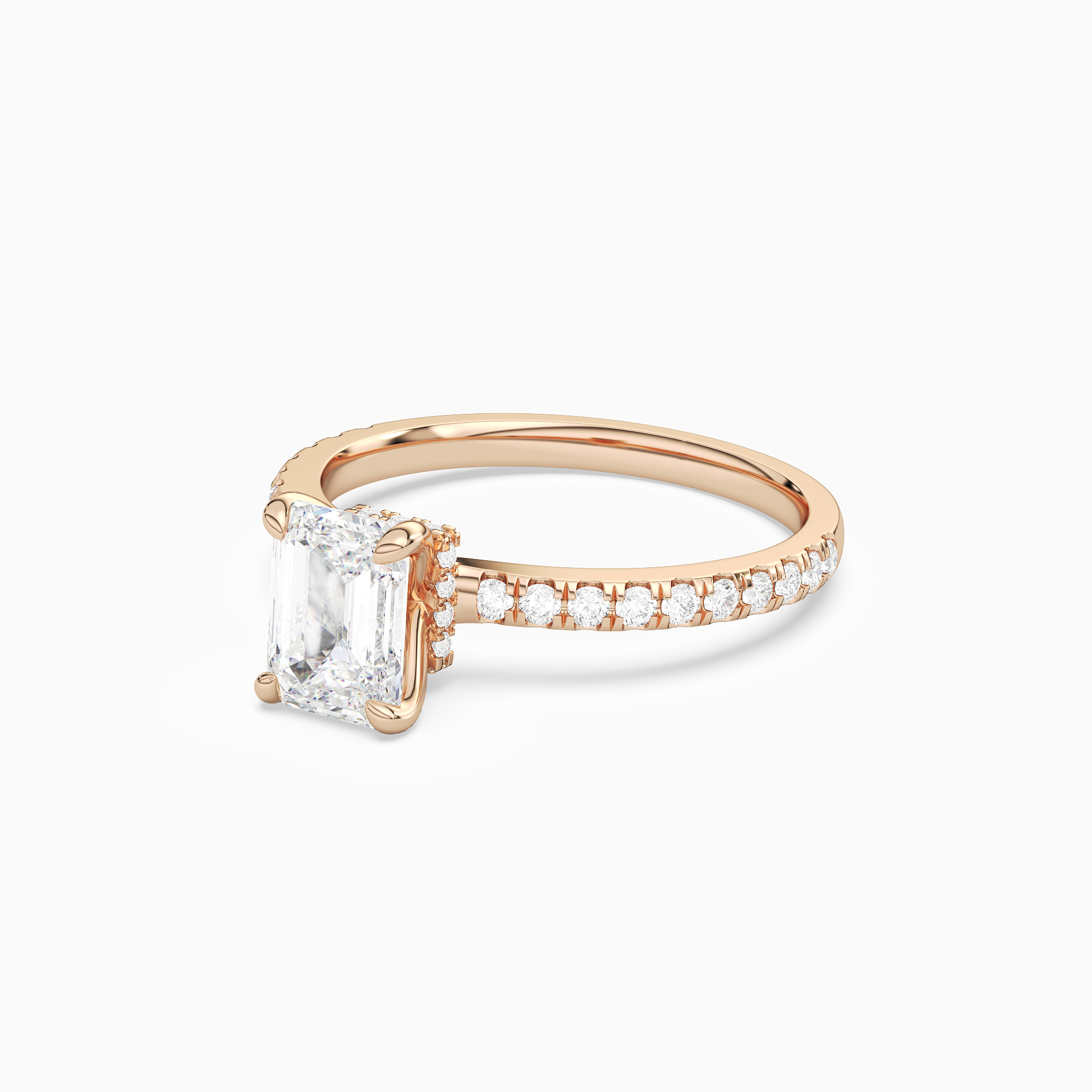 Emerald Hidden Halo Crown Petite Pavé in 14K Rose Gold top angle