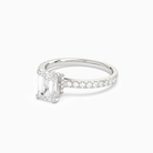 Emerald Hidden Halo Crown Petite Pavé in 18K White Gold top angle