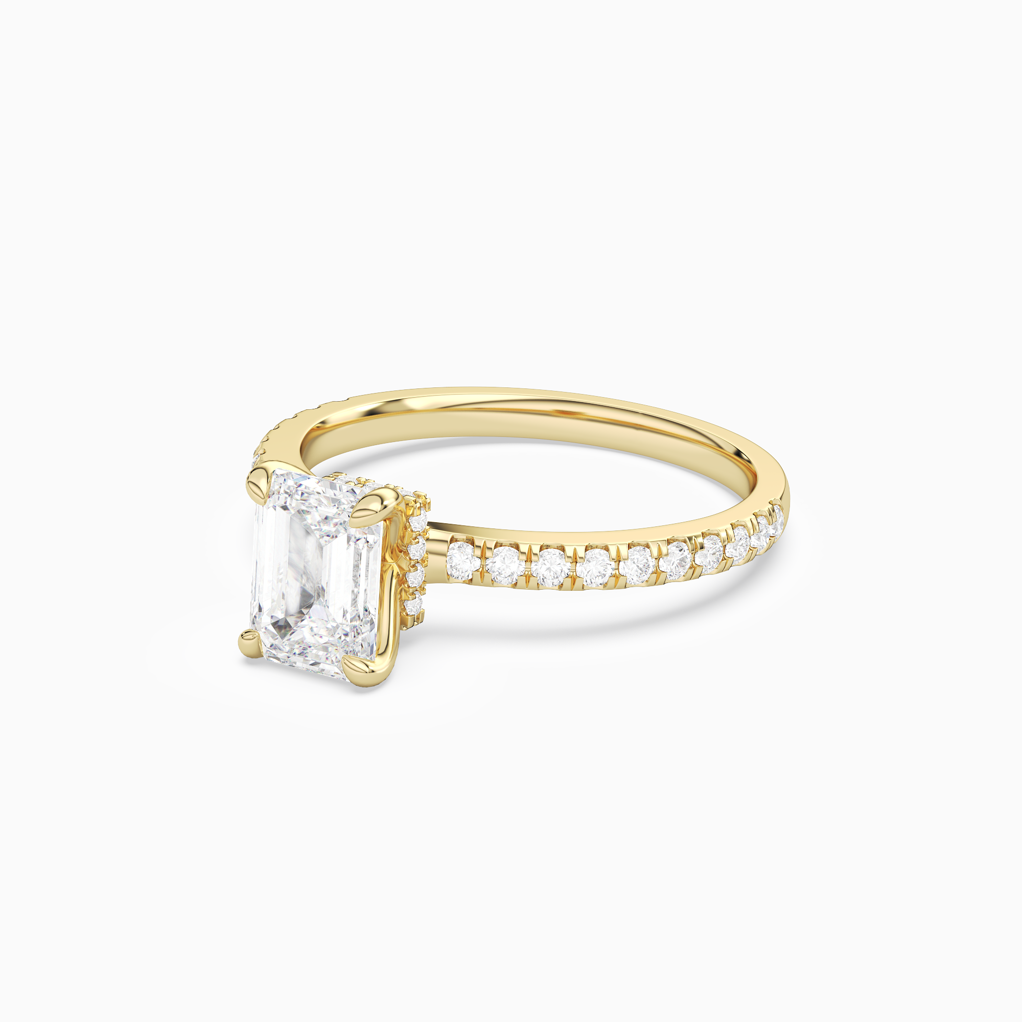 Emerald Hidden Halo Crown Petite Pavé in 18K Yellow Gold top angle
