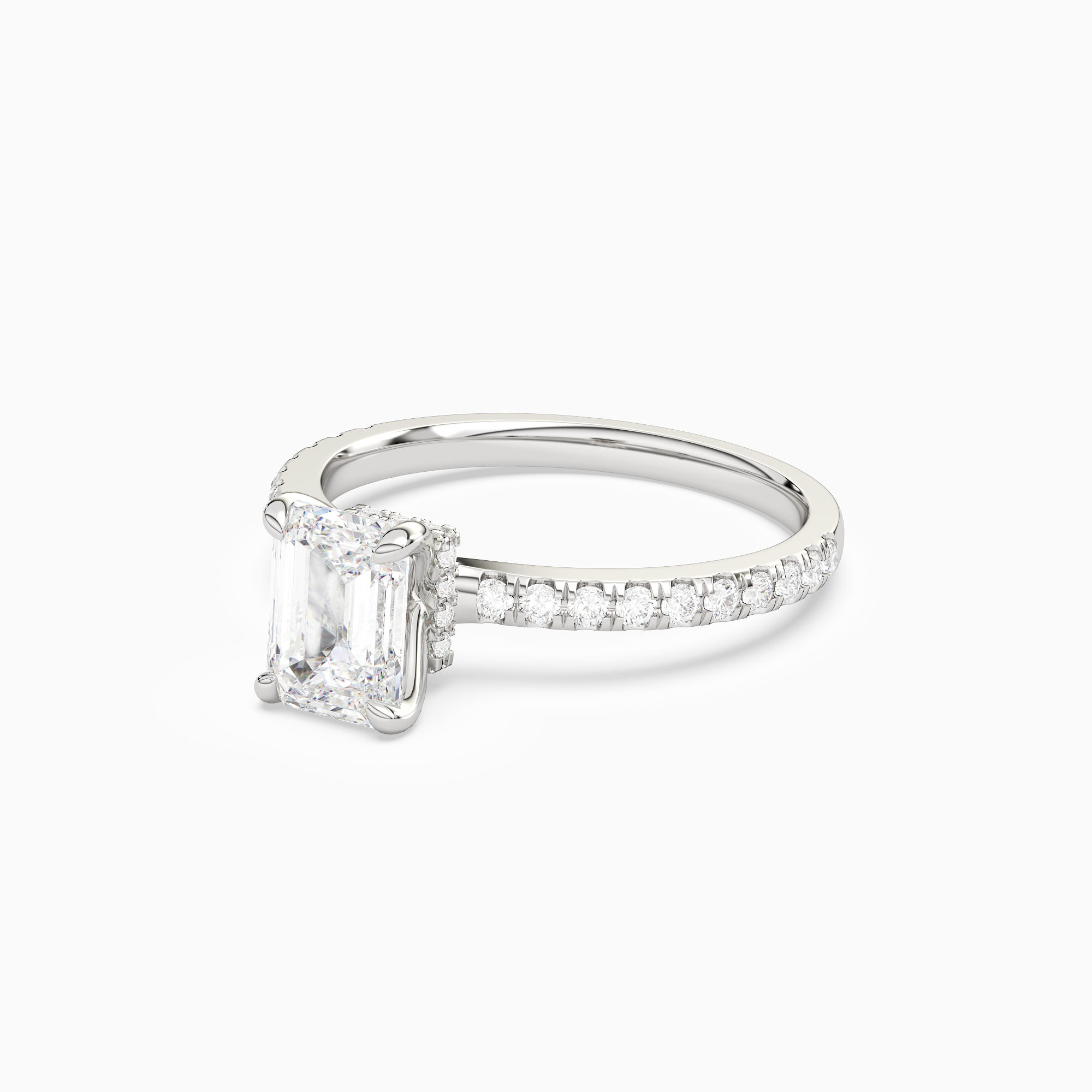 Emerald Hidden Halo Crown Petite Pavé in Platinum top angle