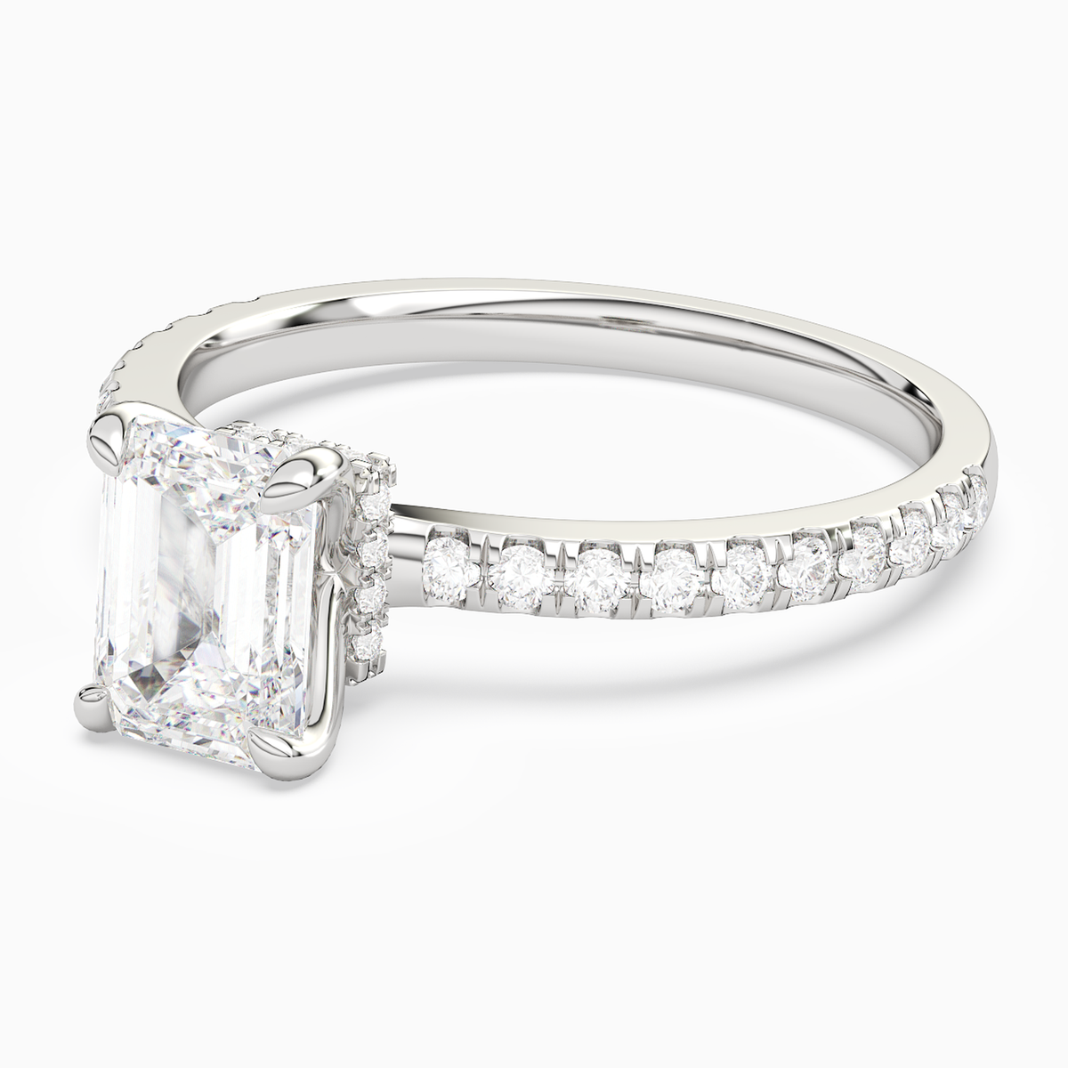 Emerald Hidden Halo Crown Petite Pavé in Platinum top angle