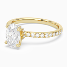 Oval Hidden Halo Crown Petite Pavé in 14K Yellow Gold top angle