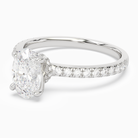 Oval Hidden Halo Crown Petite Pavé in 18K White Gold top angle