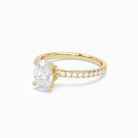 Oval Hidden Halo Crown Petite Pavé in 18K Yellow Gold top angle