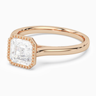 Asscher Milgrain Bezel Solitaire in 14K Rose Gold top angle