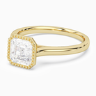 Asscher Milgrain Bezel Solitaire in 18K Yellow Gold top angle