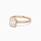 Emerald Milgrain Bezel Solitaire in 14K Rose Gold top angle