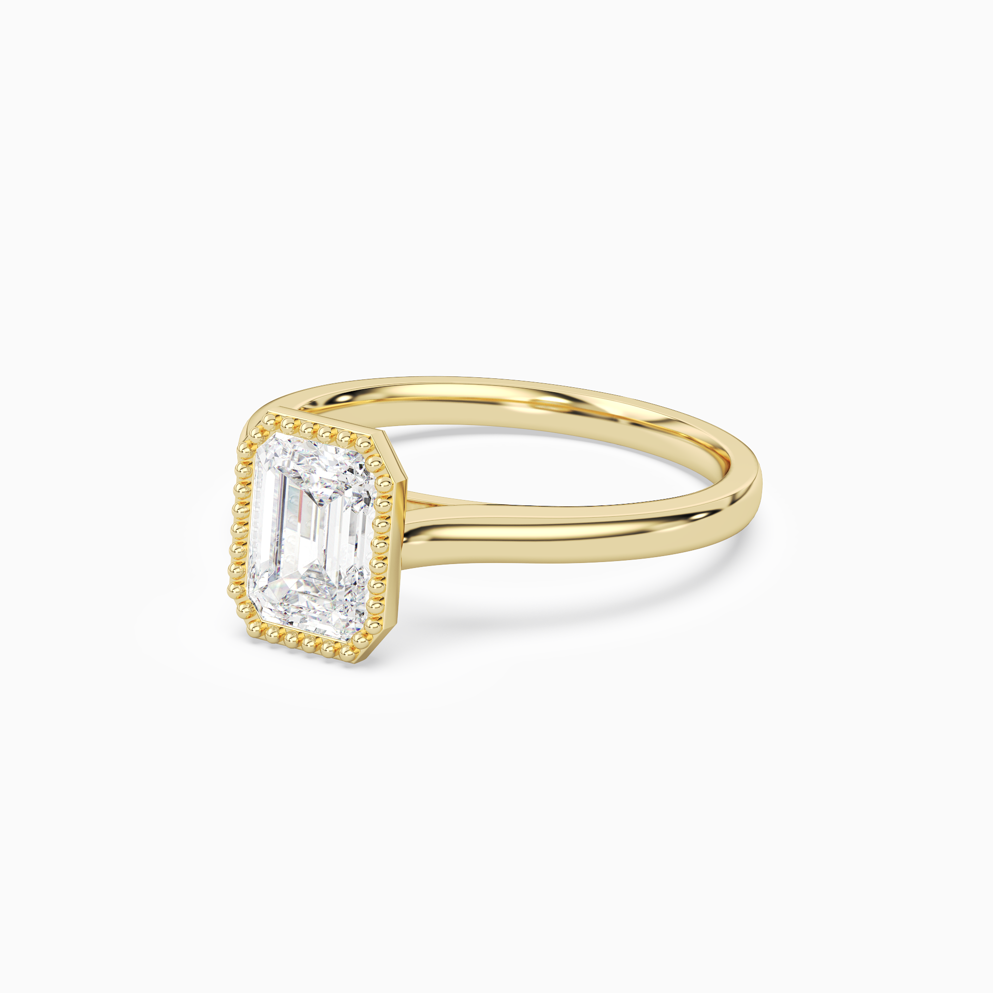 Emerald Milgrain Bezel Solitaire in 14K Yellow Gold top angle