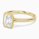 Emerald Milgrain Bezel Solitaire in 18K Yellow Gold top angle