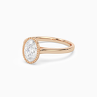Oval Milgrain Bezel Solitaire in 14K Rose Gold top angle