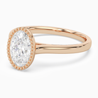 Oval Milgrain Bezel Solitaire in 14K Rose Gold top angle