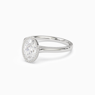 Oval Milgrain Bezel Solitaire in 14K White Gold top angle