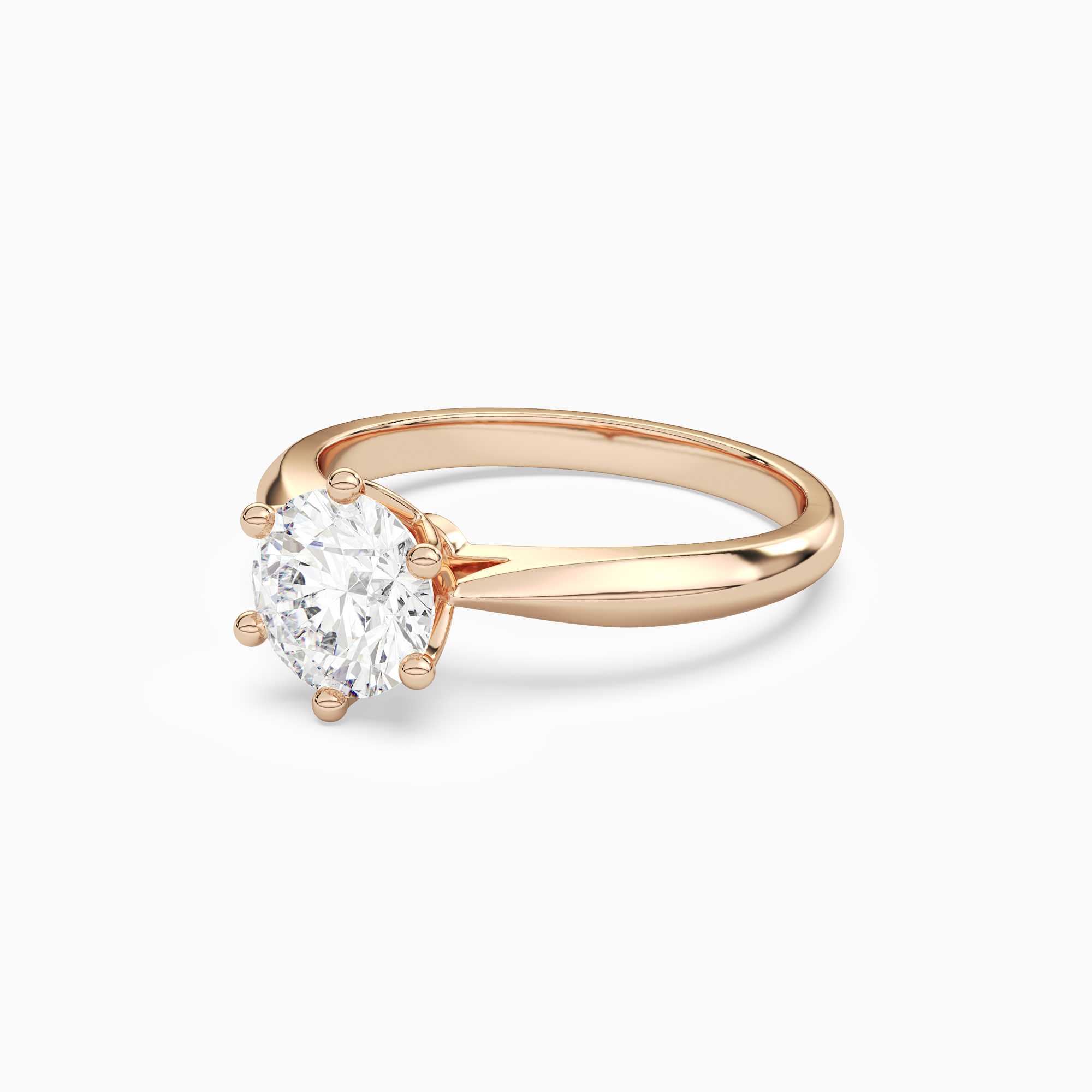 Round Classic Knife-Edge Solitaire in 14K Rose Gold top angle
