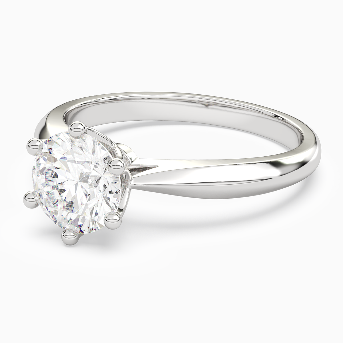 Round Classic Knife-Edge Solitaire in 14K White Gold top angle