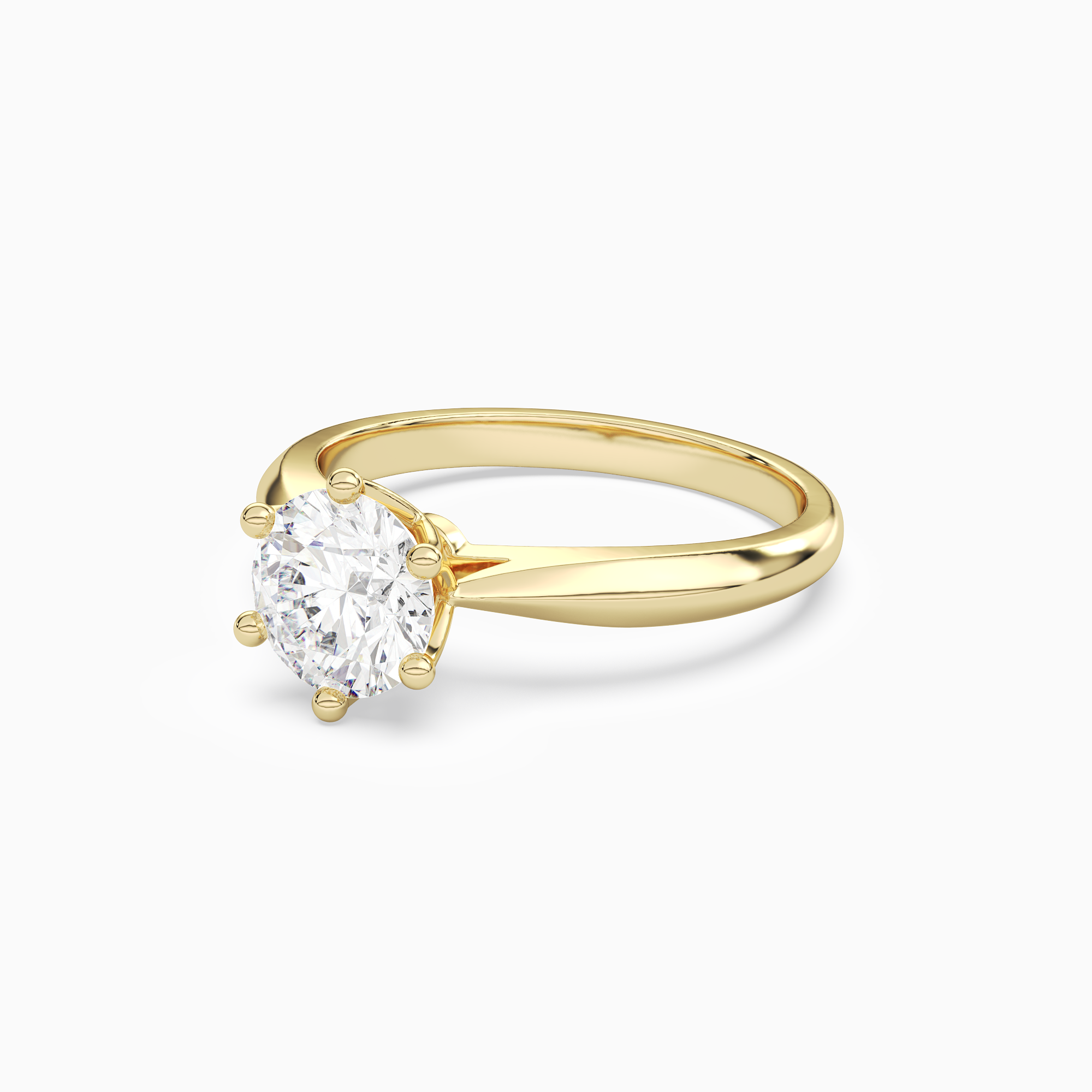 Round Classic Knife-Edge Solitaire in 18K Yellow Gold top angle