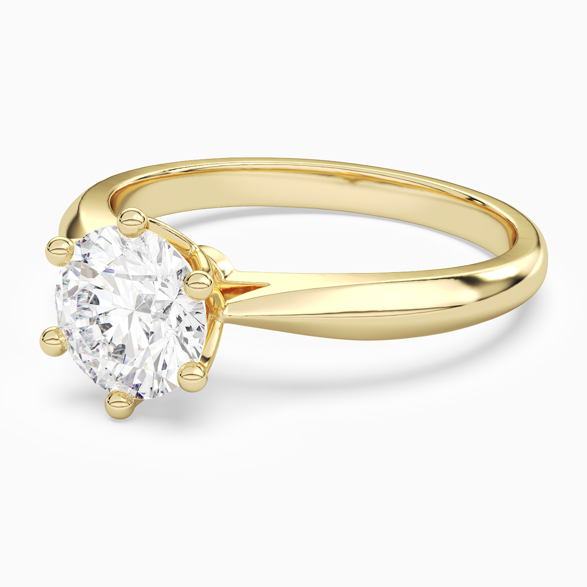 Round Classic Knife-Edge Solitaire in 18K Yellow Gold top angle
