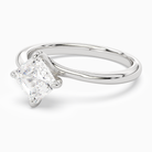 Asscher Bypass Solitaire in 18K White Gold top angle