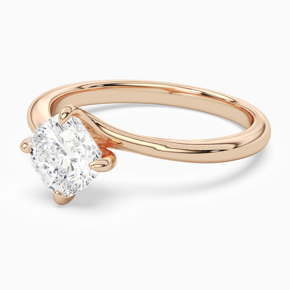 Cushion Bypass Solitaire in 14K Rose Gold top angle
